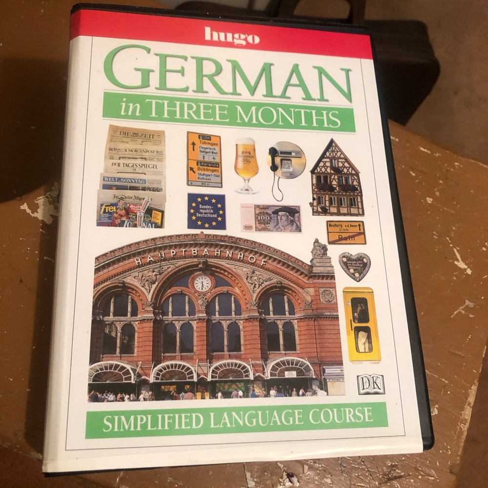 9364 German in Three Months Simplified Language Course Hugo 4 Cassettes, Book